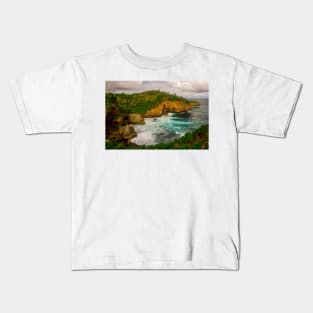 Wavy rock lagoon beach Midodaren on Java, Indonesia. Kids T-Shirt